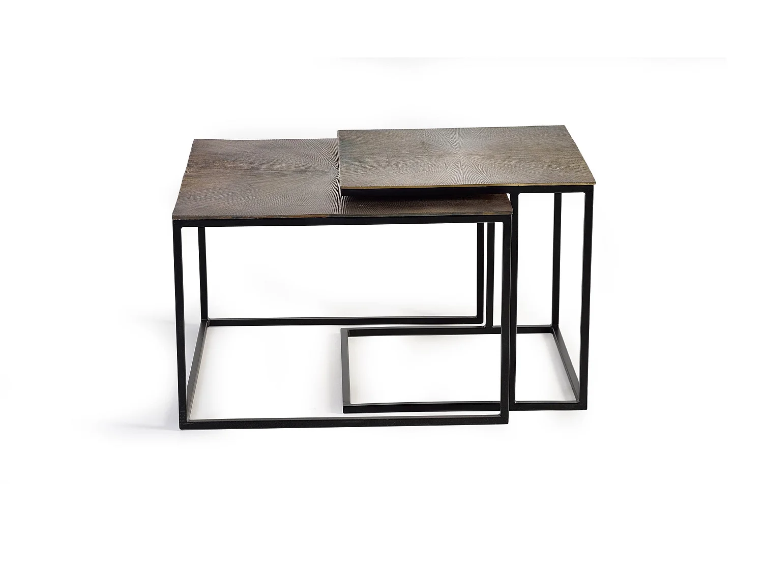 Grande table basse en bronze de 62 cm, petite table basse de 46 cm, style industriel vintage - 41 x 62 x 62 cm