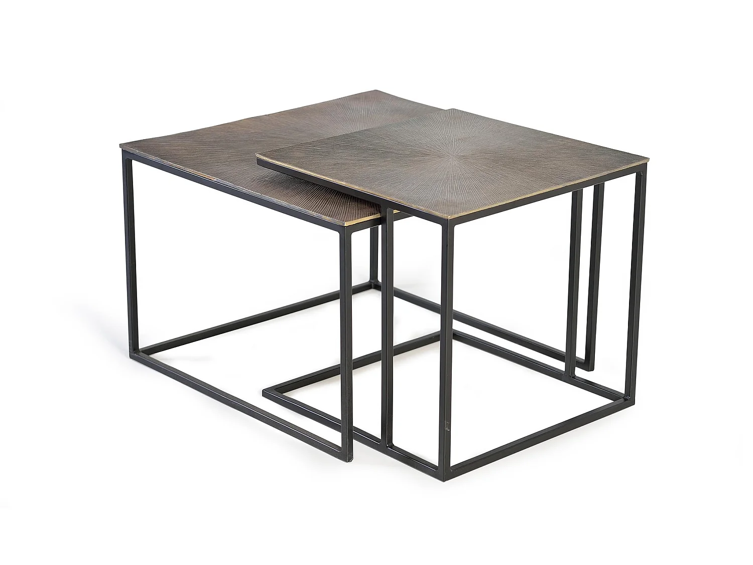 Grande table basse en bronze de 62 cm, petite table basse de 46 cm, style industriel vintage - 41 x 62 x 62 cm