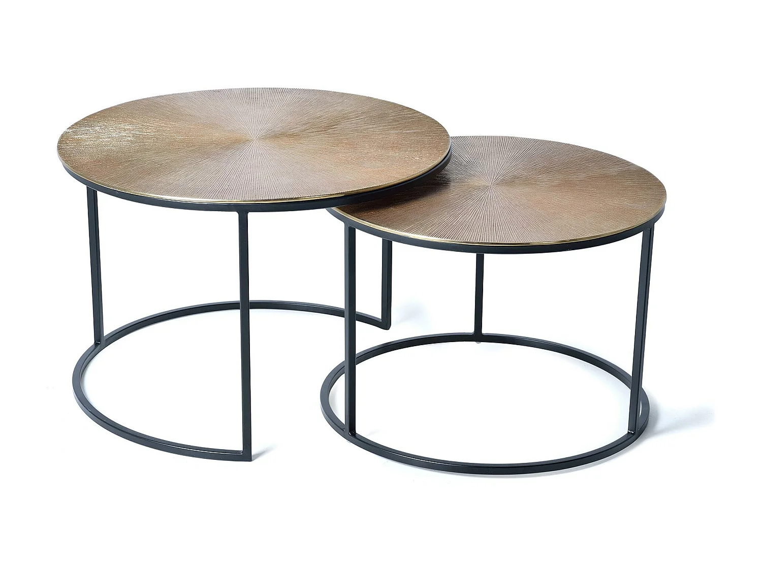 Table basse plateau bronze et pieds métal bronze