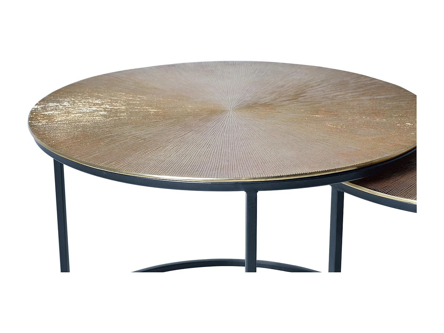 Table basse plateau bronze et pieds métal bronze