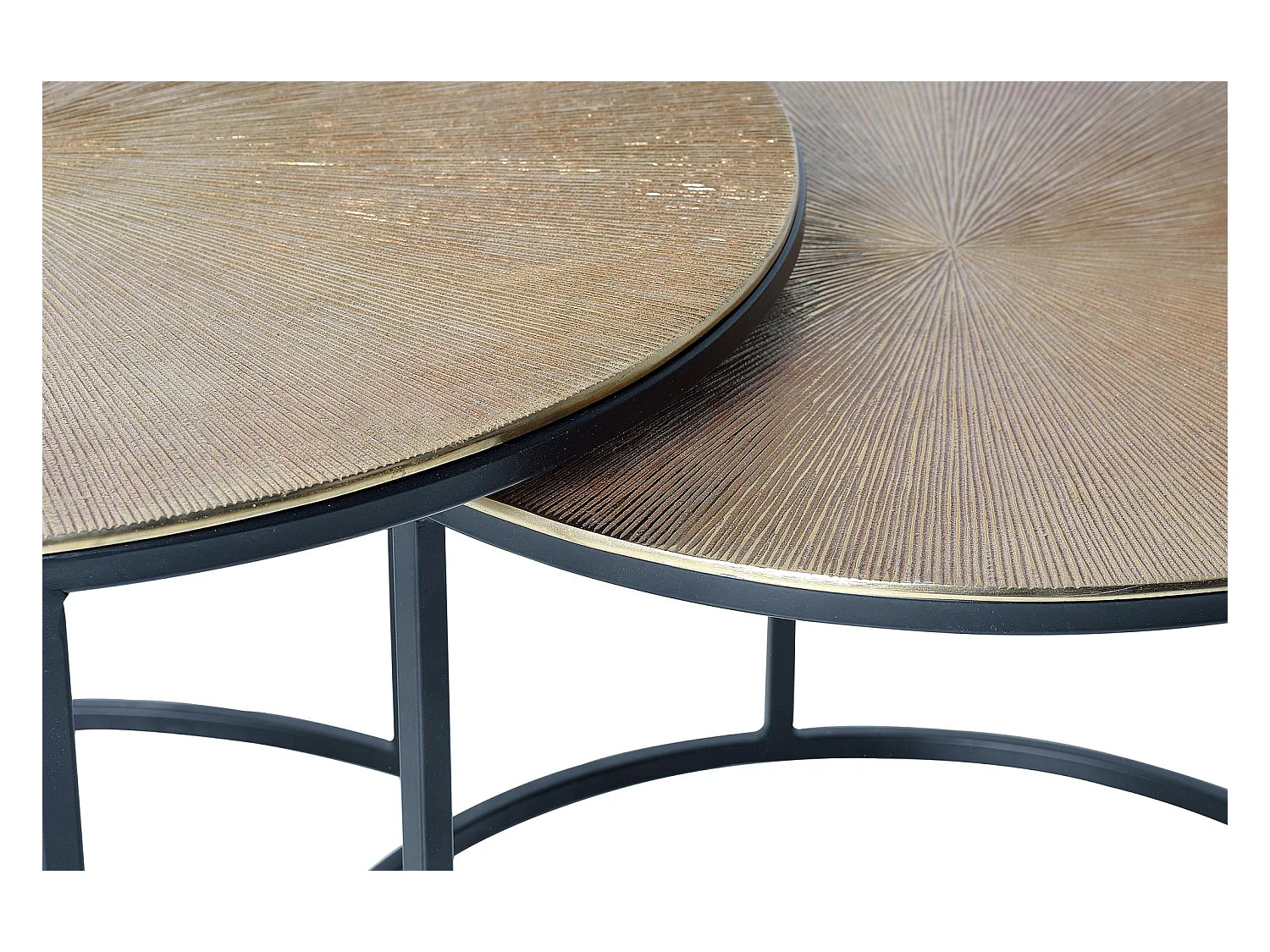 Table basse plateau bronze et pieds métal bronze