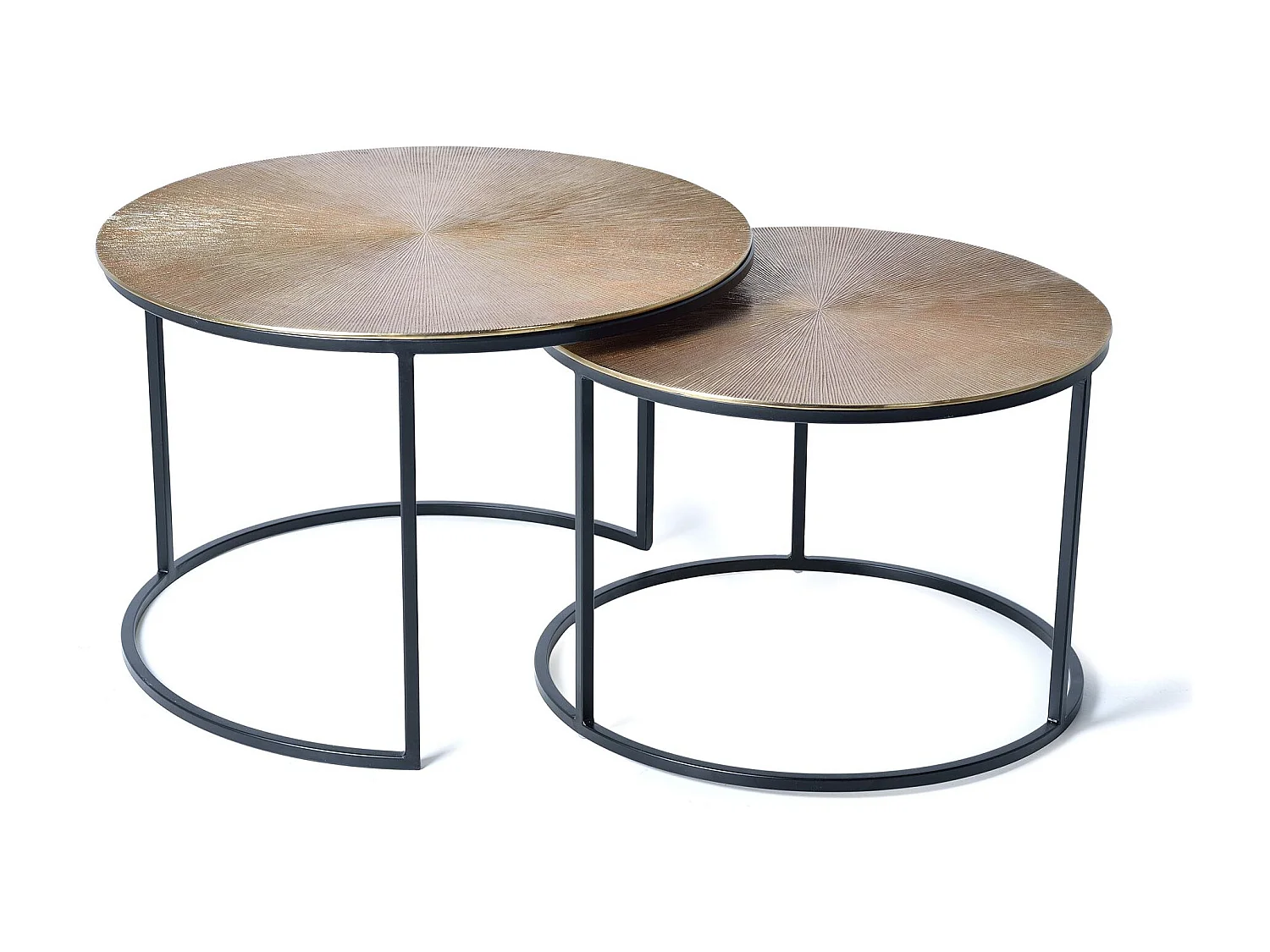 Table basse plateau bronze et pieds métal bronze