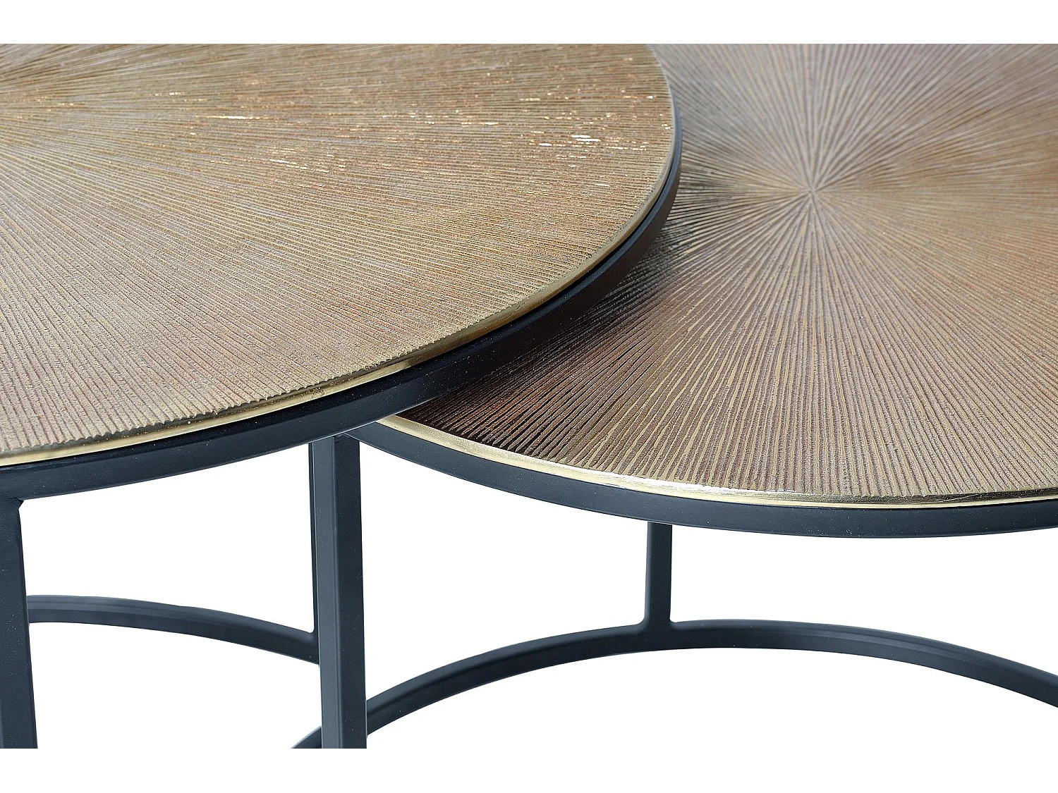 Table basse plateau bronze et pieds métal bronze