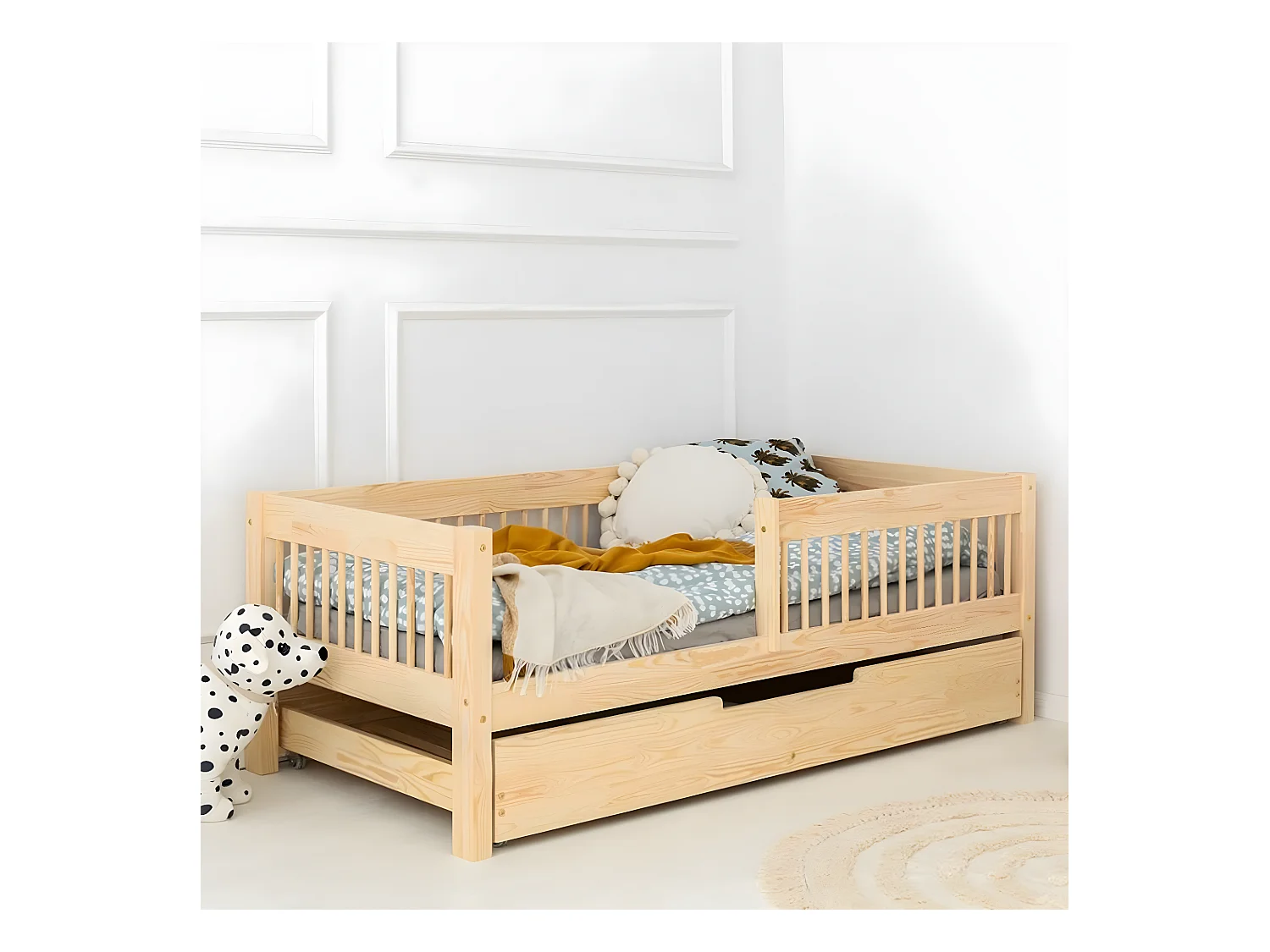 Lit 90x200 sommier et tiroir inclus Ariette Bois
