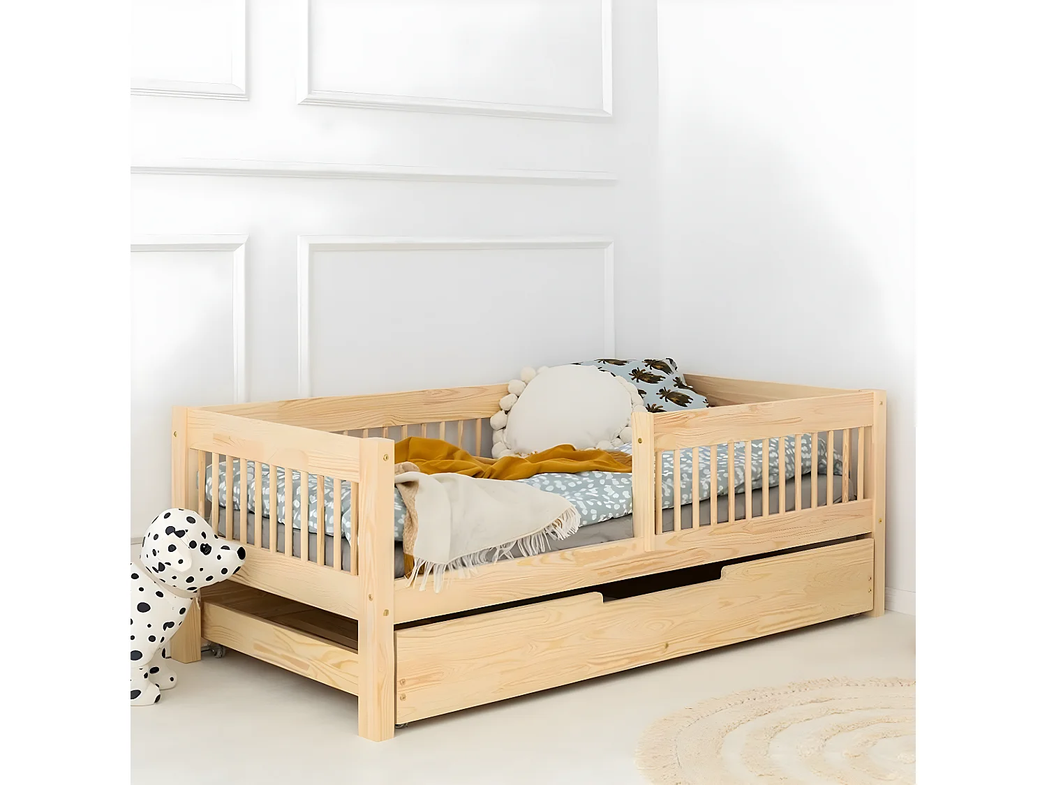 Lit 90x190 sommier et tiroir inclus Ariette Bois