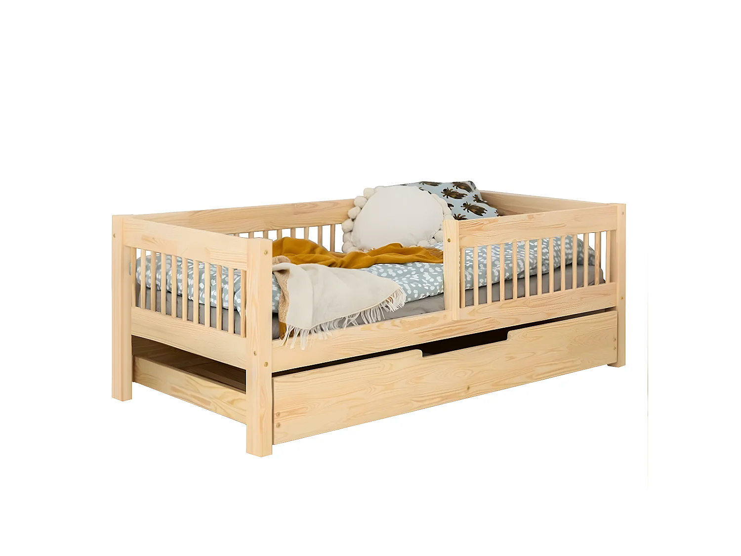 Lit 90x190 sommier et tiroir inclus Ariette Bois