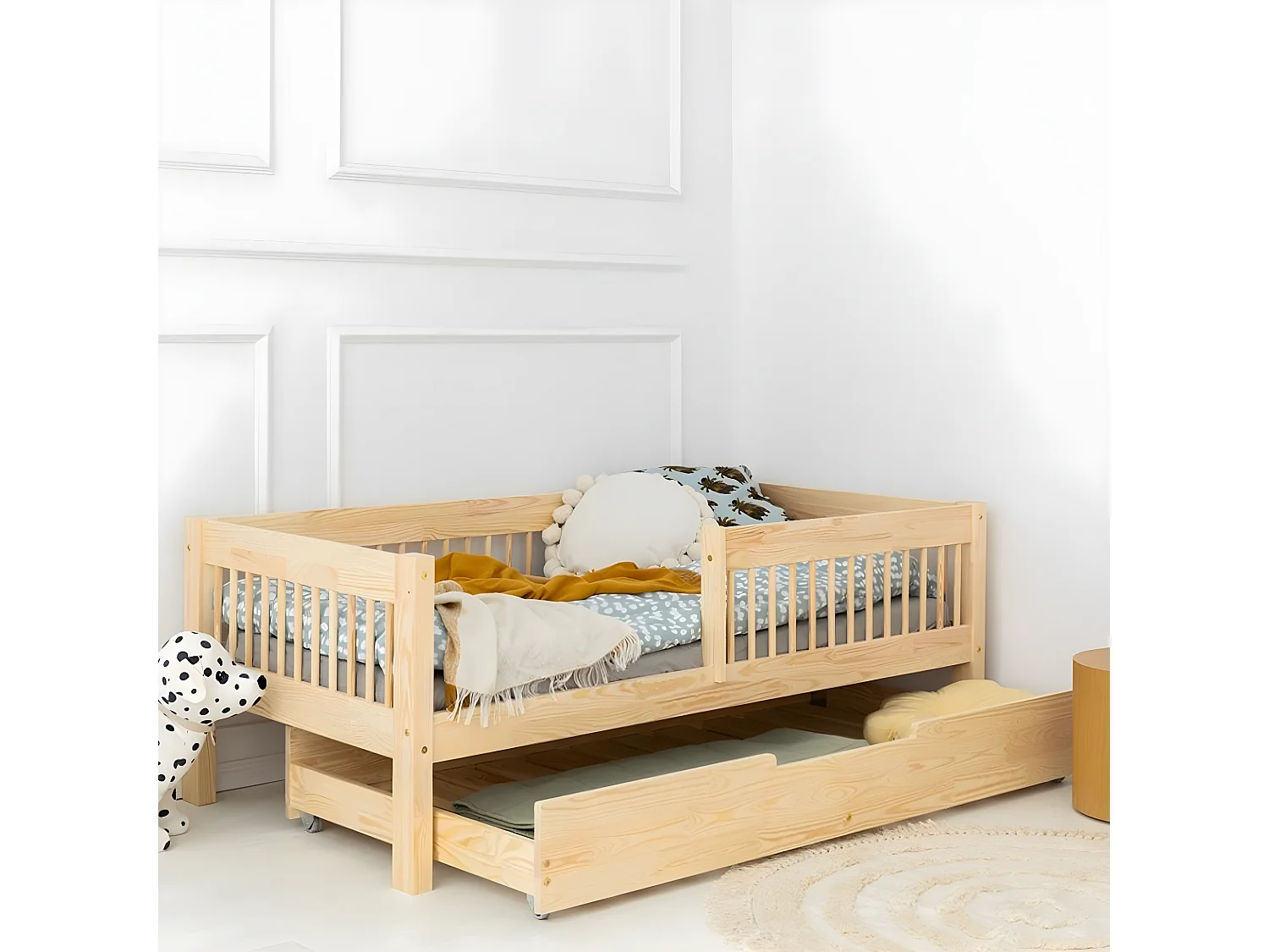 Lit 90x190 sommier et tiroir inclus Ariette Bois