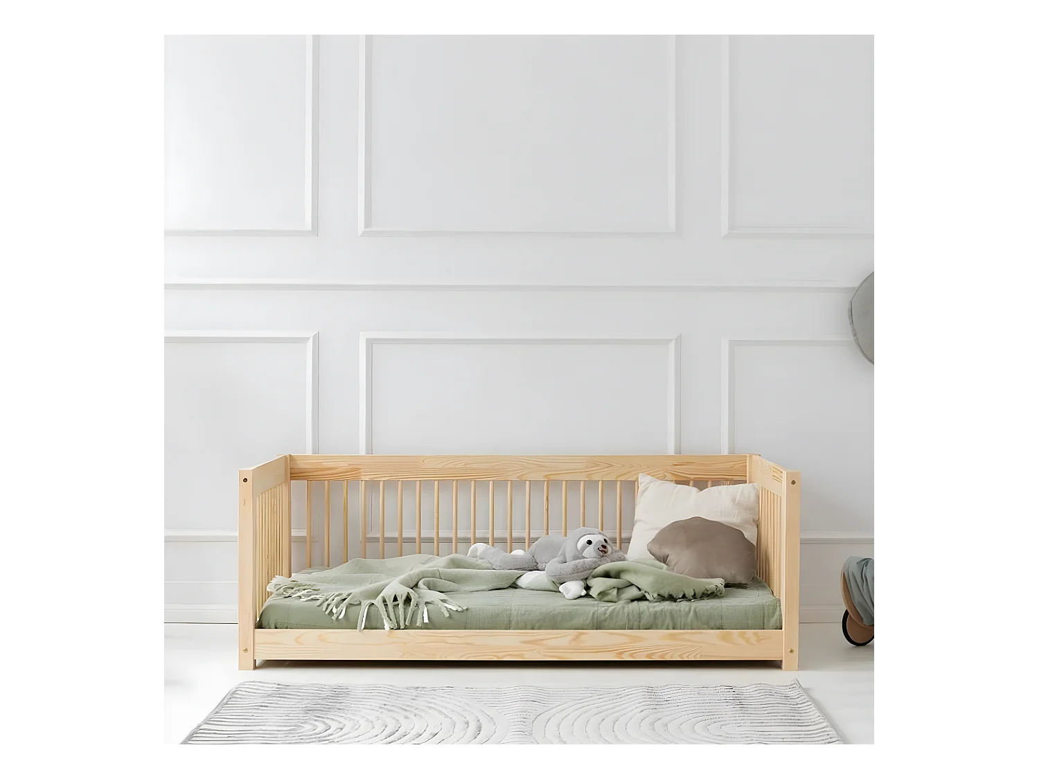 Lit banquette 90x190 sommier inclus Perrine Bois