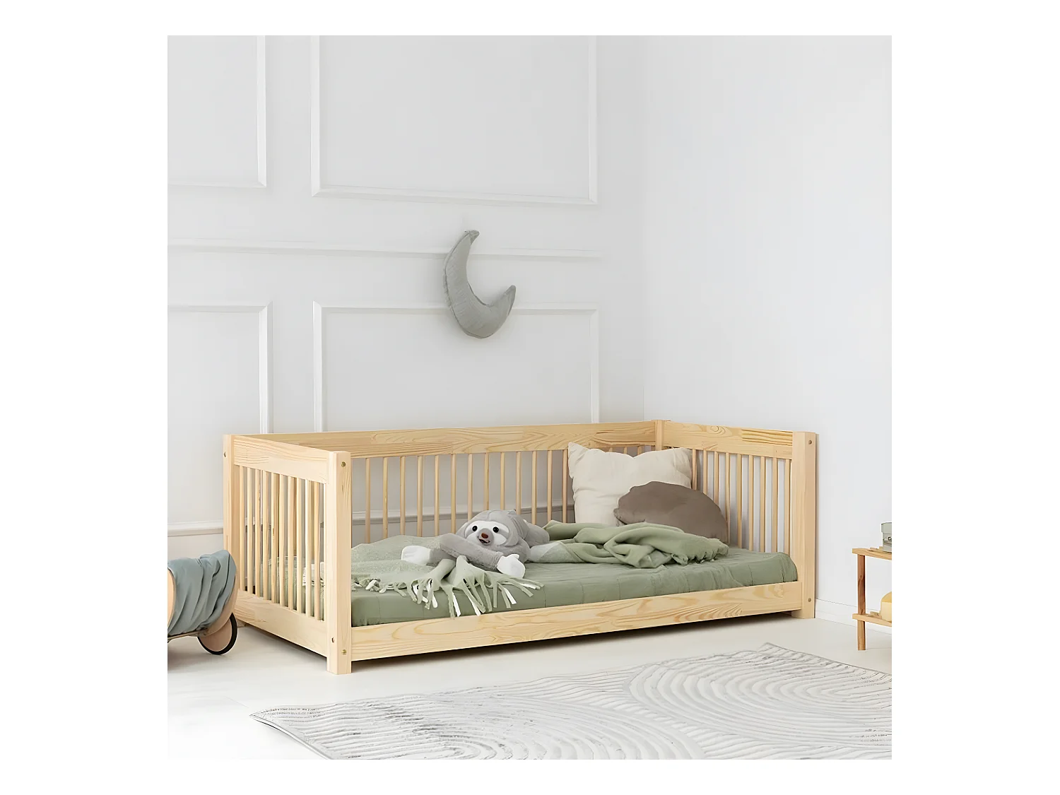 Lit banquette 90x190 sommier inclus Perrine Bois