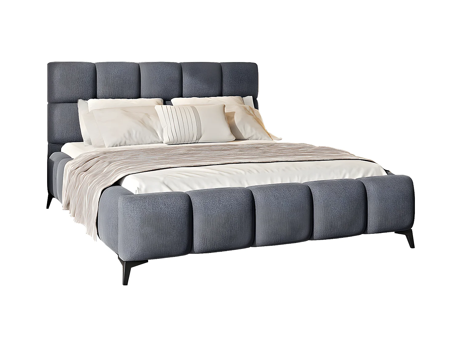 Lit coffre 180x200 sommier inclus Mira Gris