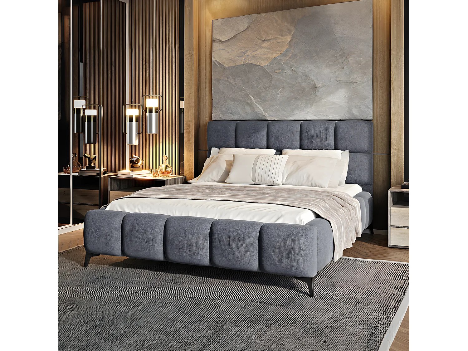 Mira grijs bed 180x200 inclusief lattenbodem