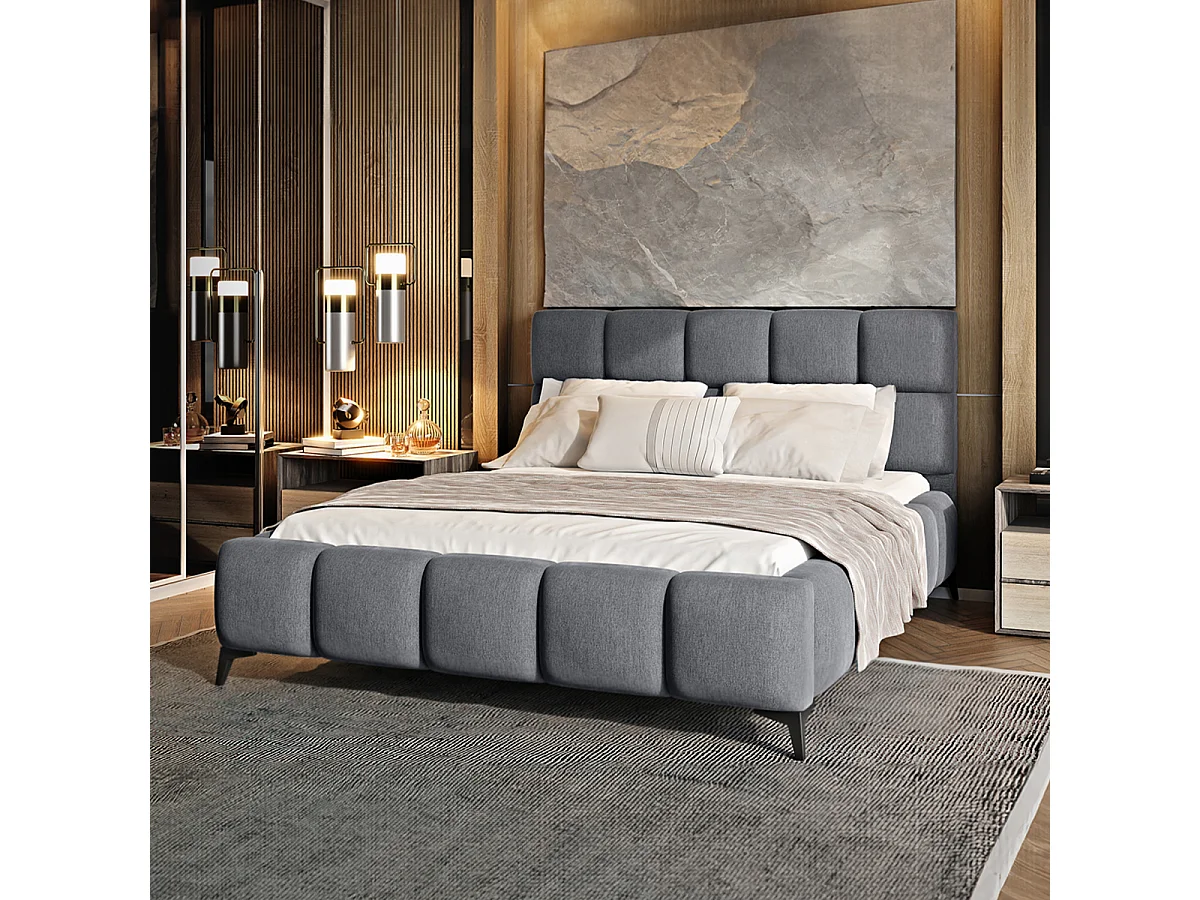 Lit coffre 180x200 sommier inclus Mira Gris