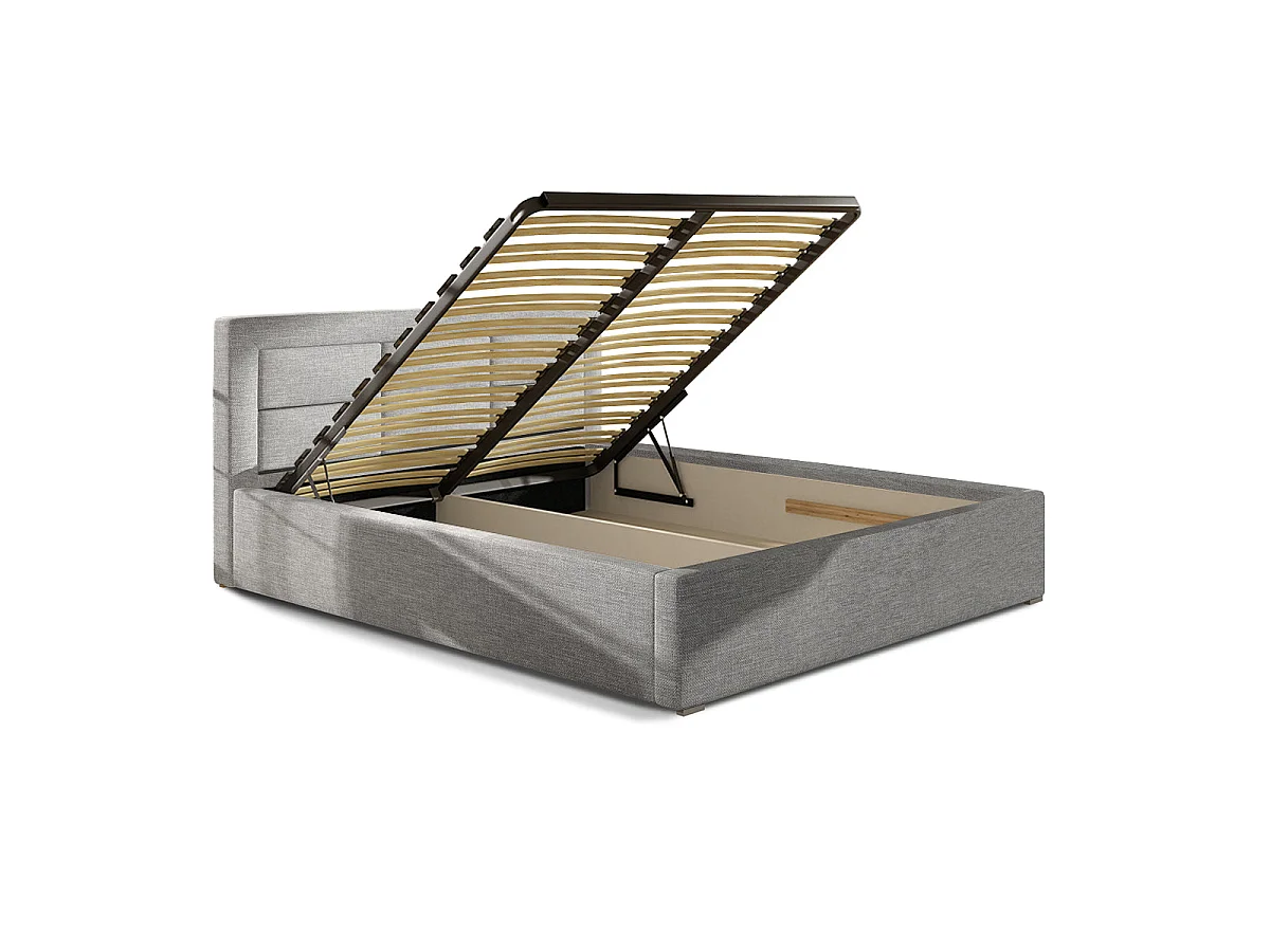 Lit coffre 160x200 sommier inclus Nael Gris