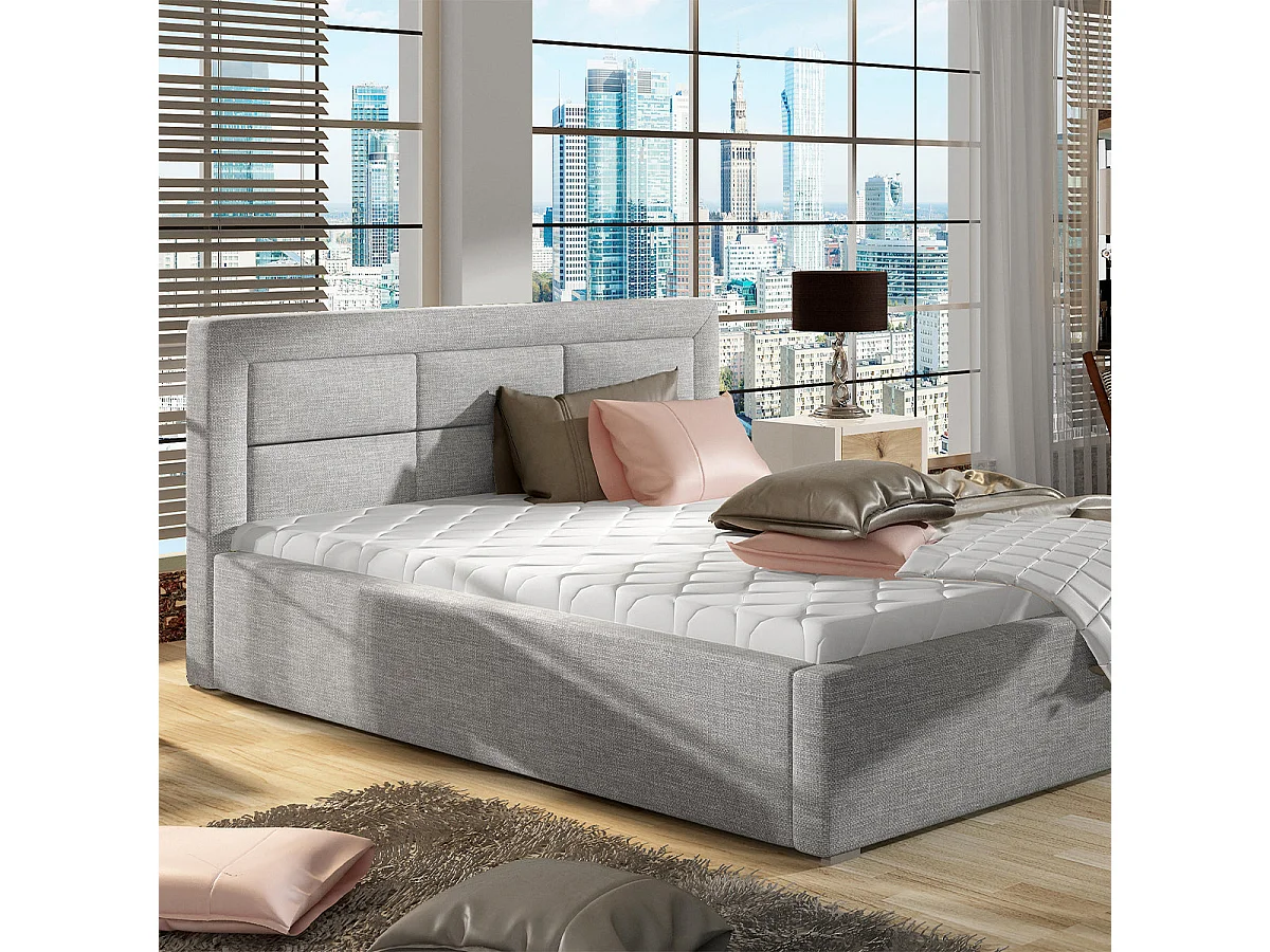 Lit coffre 160x200 sommier inclus Nael Gris