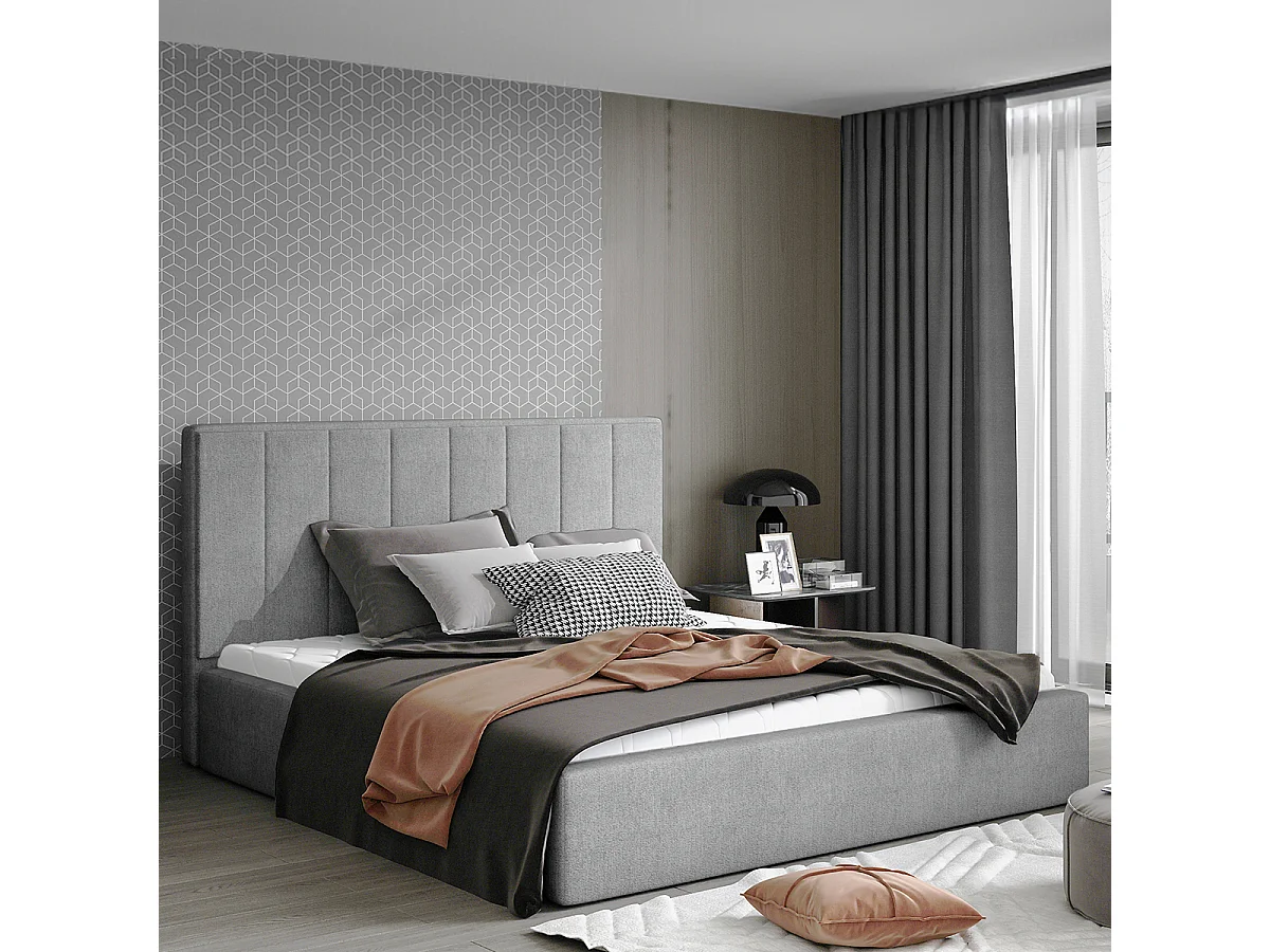 Lit coffre 160x200 sommier inclus Brook Gris