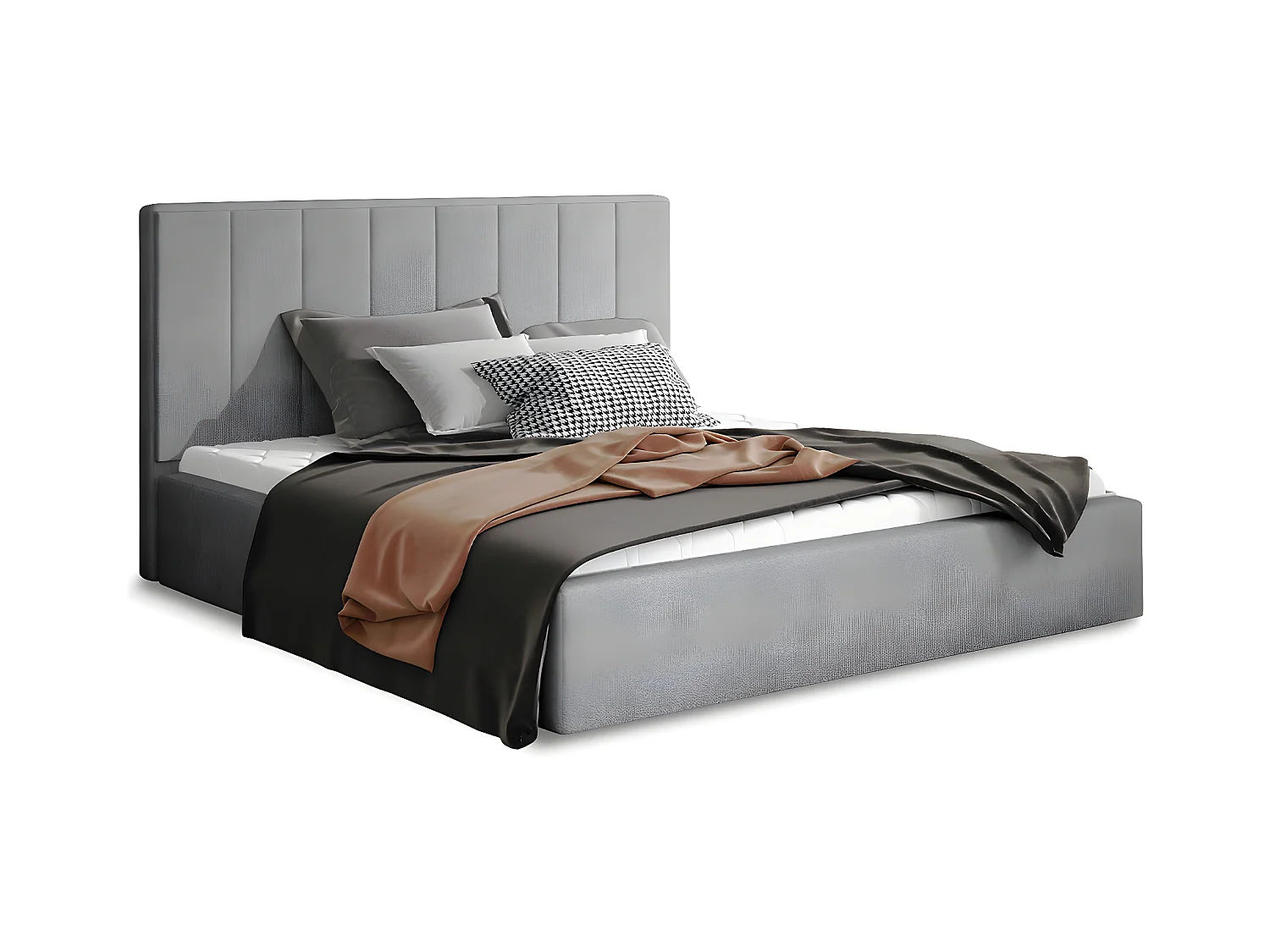 Lit coffre 180x200 sommier inclus Brook Gris