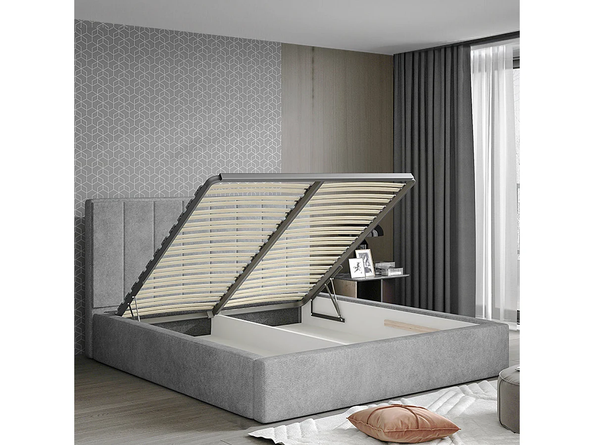 Lit coffre 180x200 sommier inclus Brook Gris
