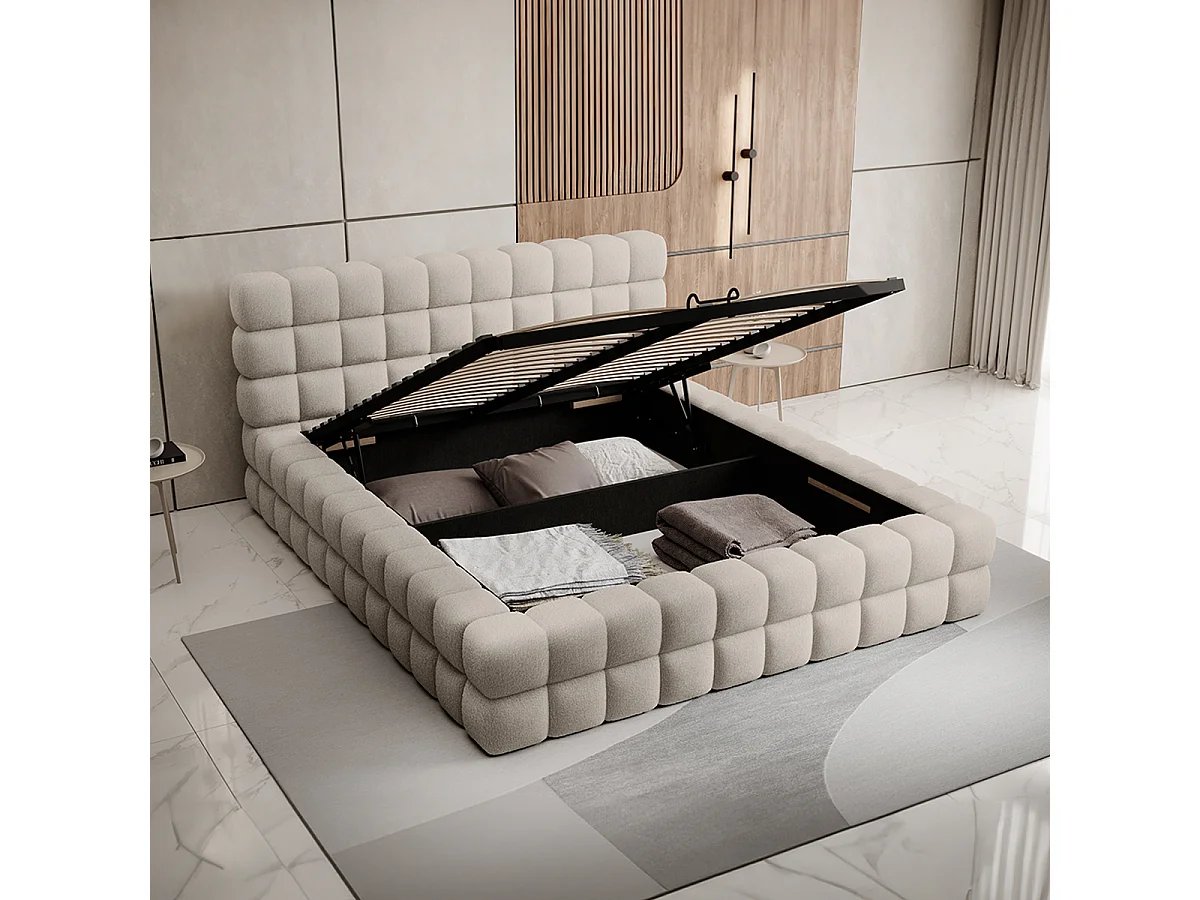 Bedstee 180x200 inclusief lattenbodem Cloud Beige badstof