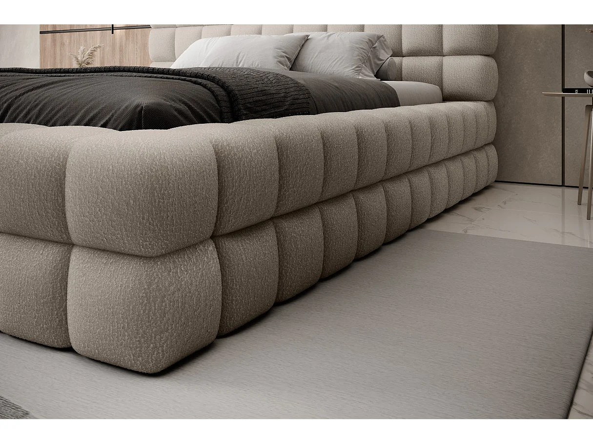 Cama canapé 180x200 con somier Cloud tejido bouclé Beige
