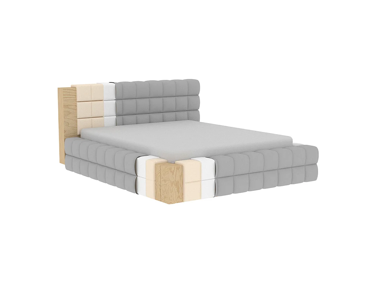 Lit coffre 180x200 sommier inclus Cloud tissu bouclette Beige