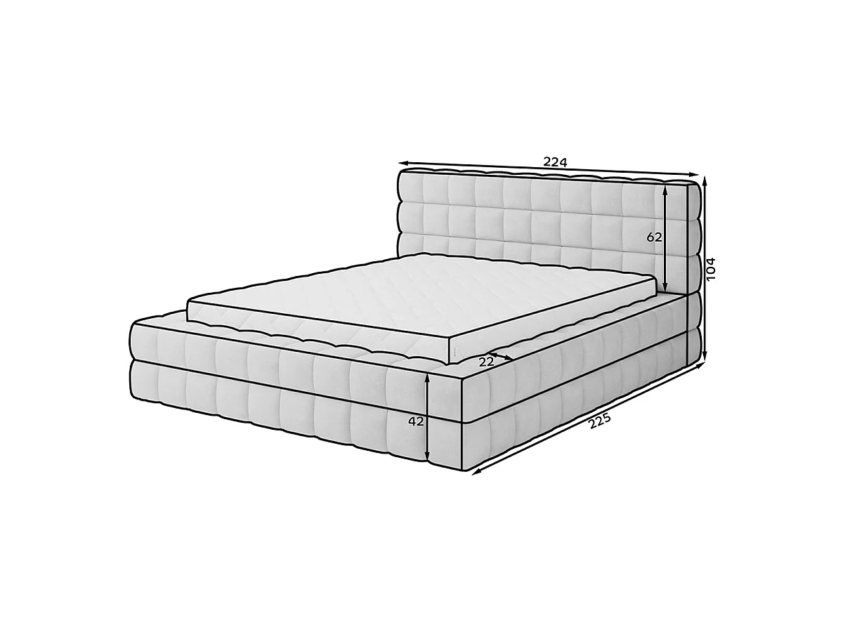 Lit coffre 180x200 sommier inclus Cloud tissu bouclette Beige