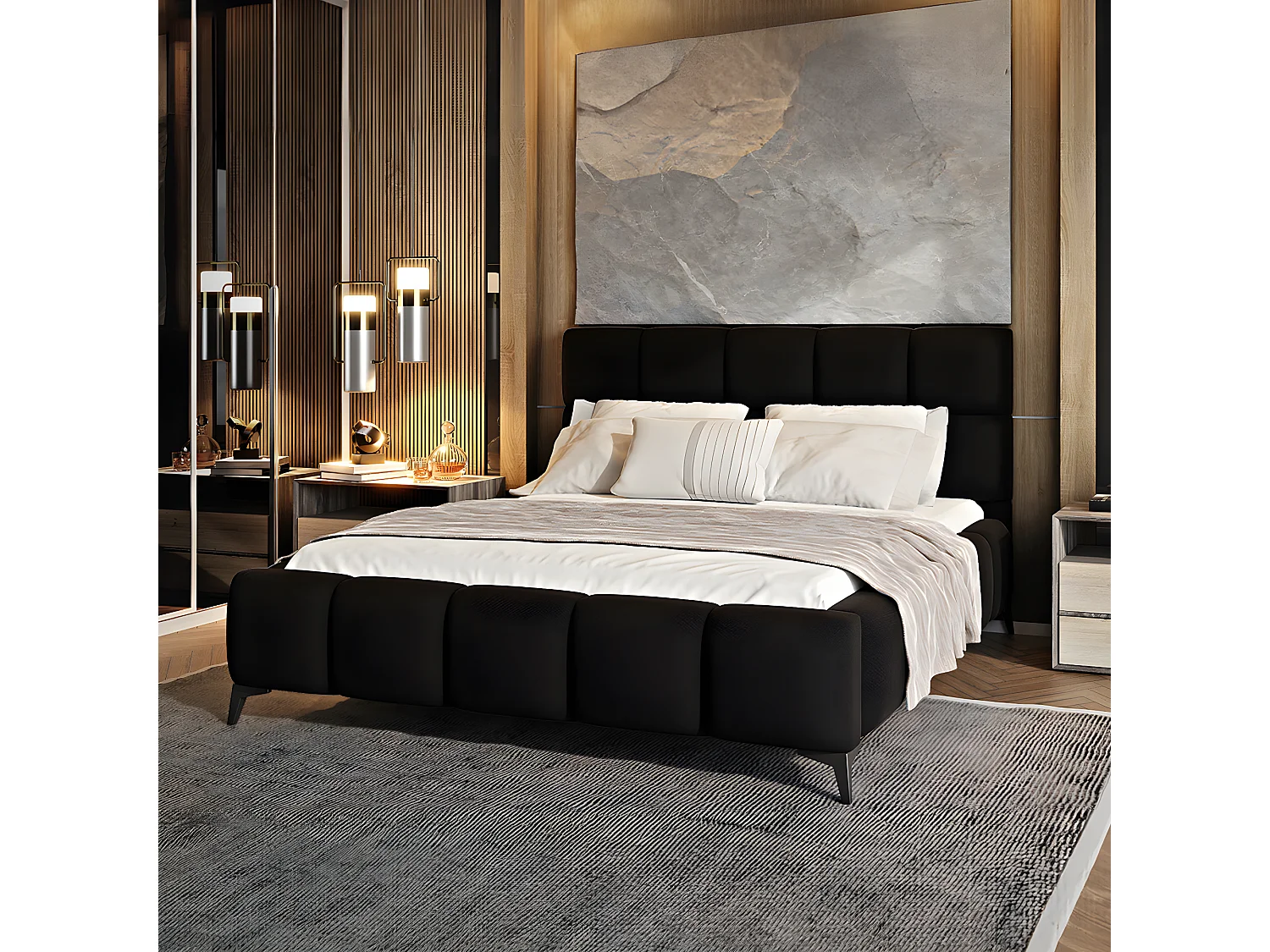 Cama canapé 180x200 con somier Mira Negro