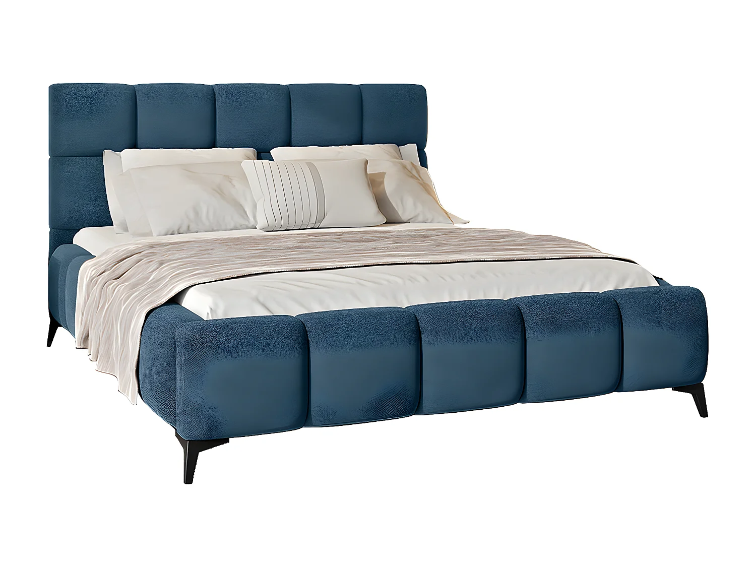 Lit coffre 160x200 sommier inclus Mira Bleu