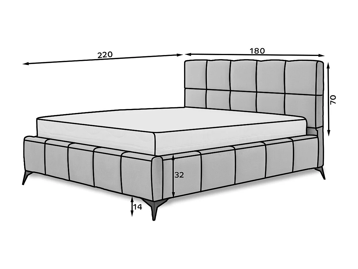 Lit coffre 160x200 sommier inclus Mira Bleu