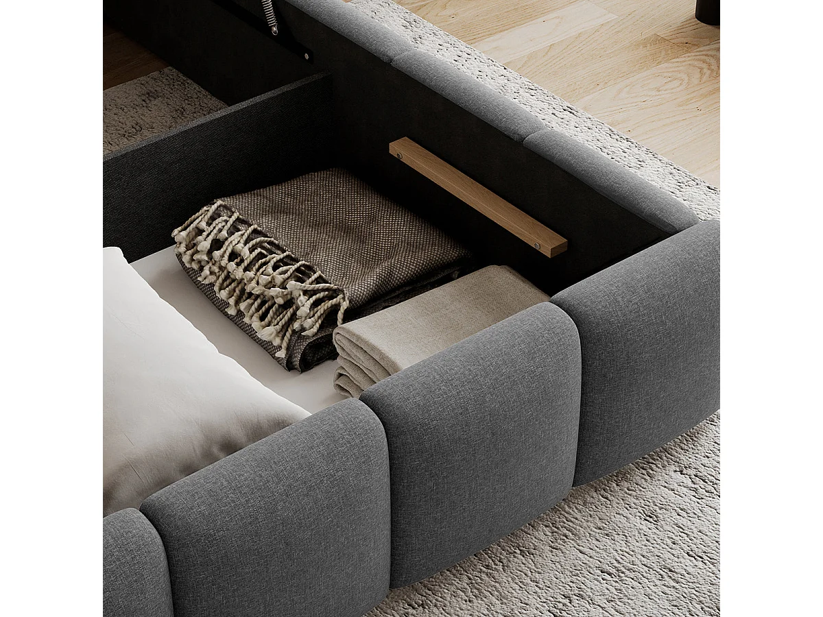 Lit coffre 160x200 sommier inclus Klaus Gris