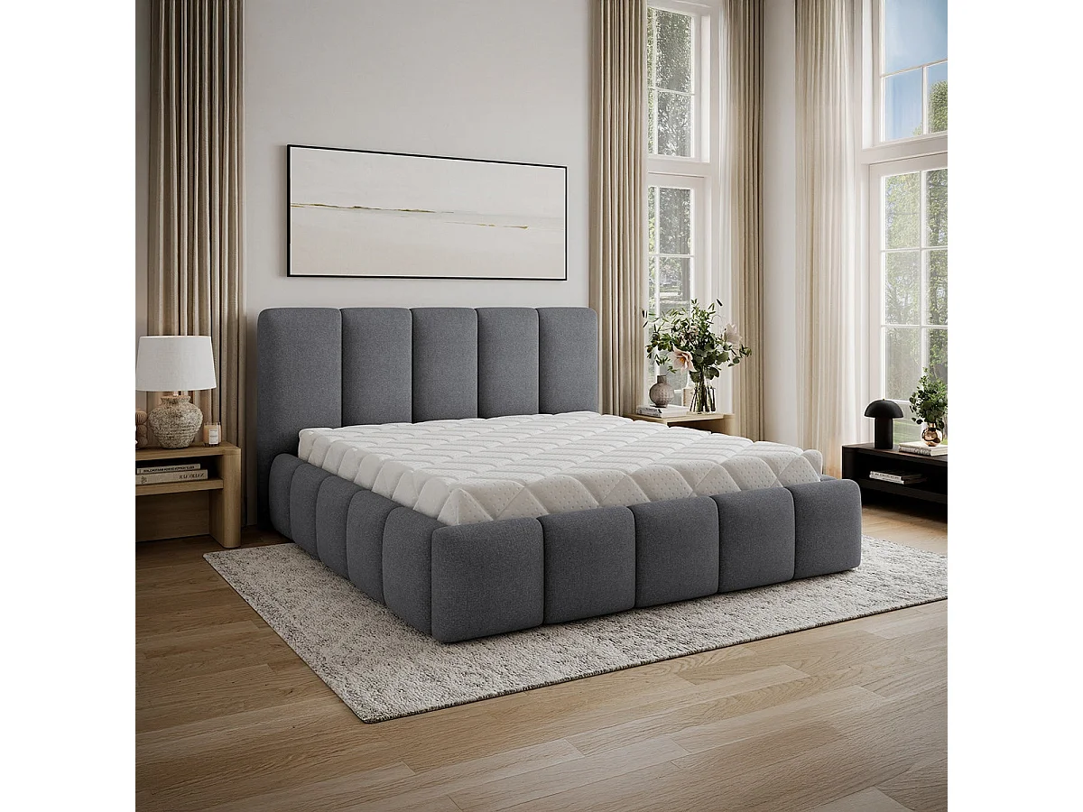 Lit coffre 160x200 sommier inclus Klaus Gris
