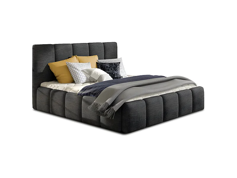 Lit coffre 160x200 sommier inclus Klaus Gris Foncé