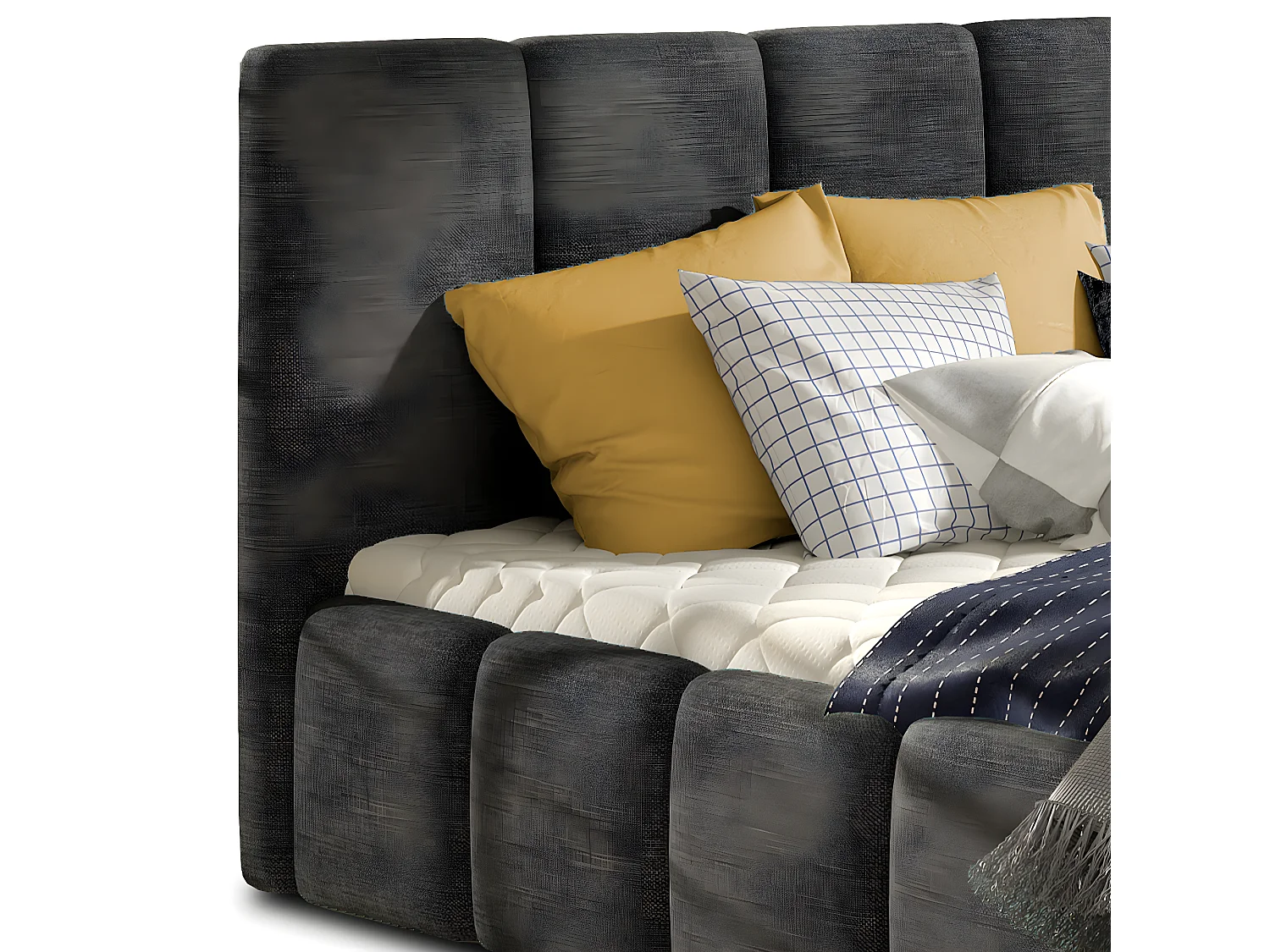 Lit coffre 160x200 sommier inclus Klaus Gris Foncé