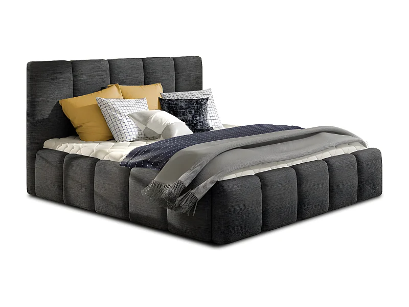 Lit coffre 160x200 sommier inclus Klaus Gris Foncé