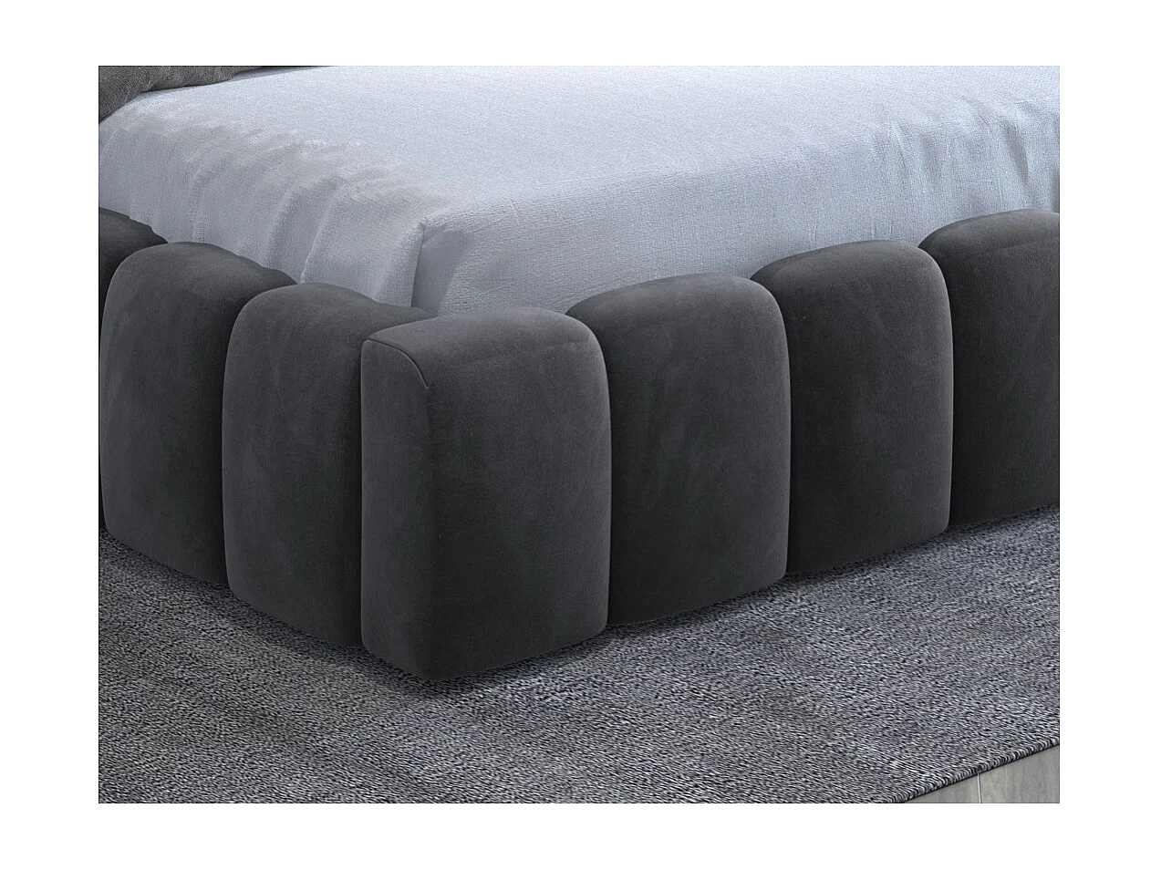 Lit coffre 180x200 sommier inclus Auria Velours Gris
