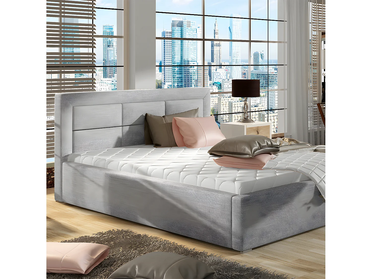 Cama com arrumação com base Nael cinzento 180x200