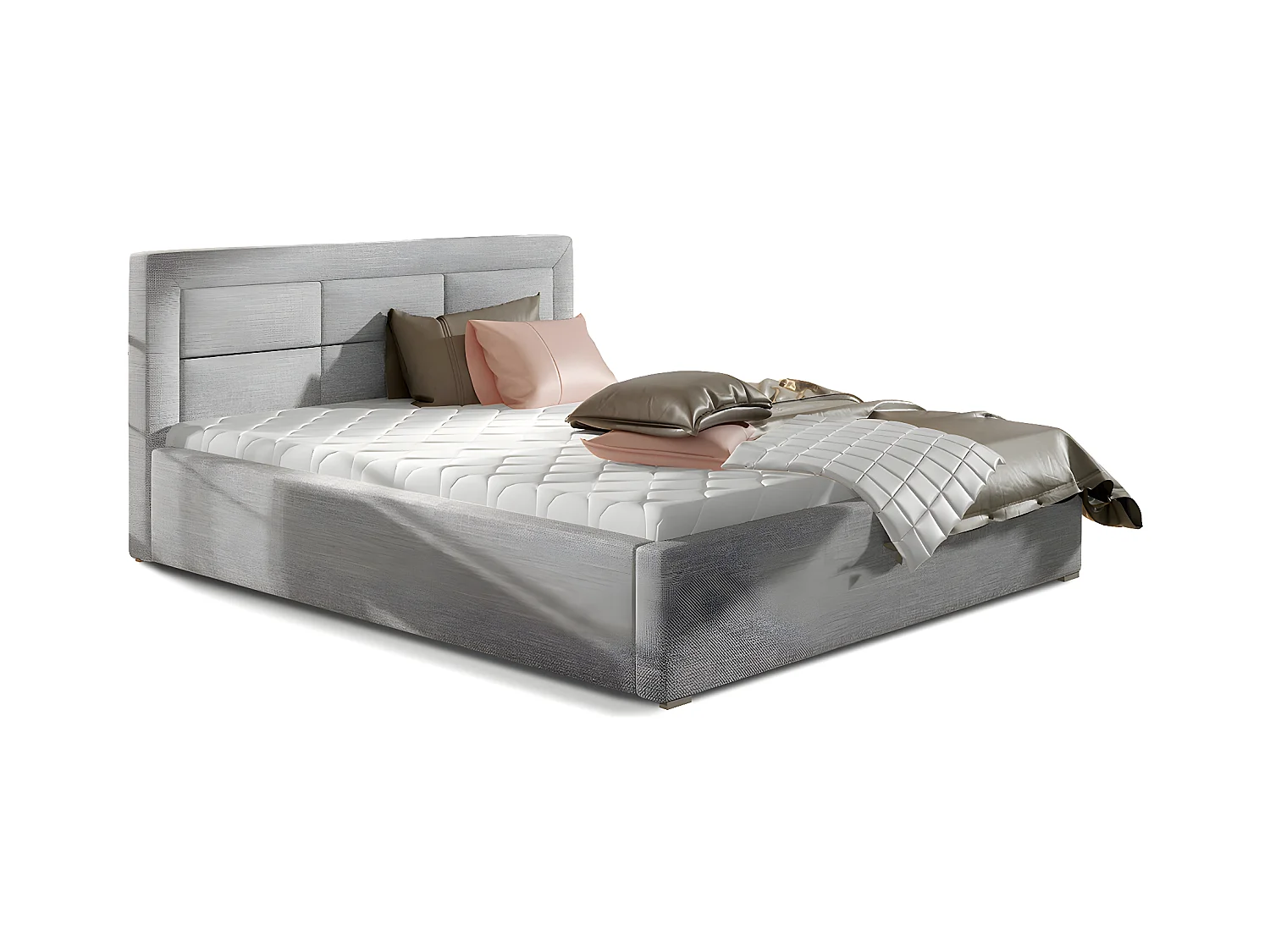 Lit coffre 180x200 sommier inclus Nael Gris