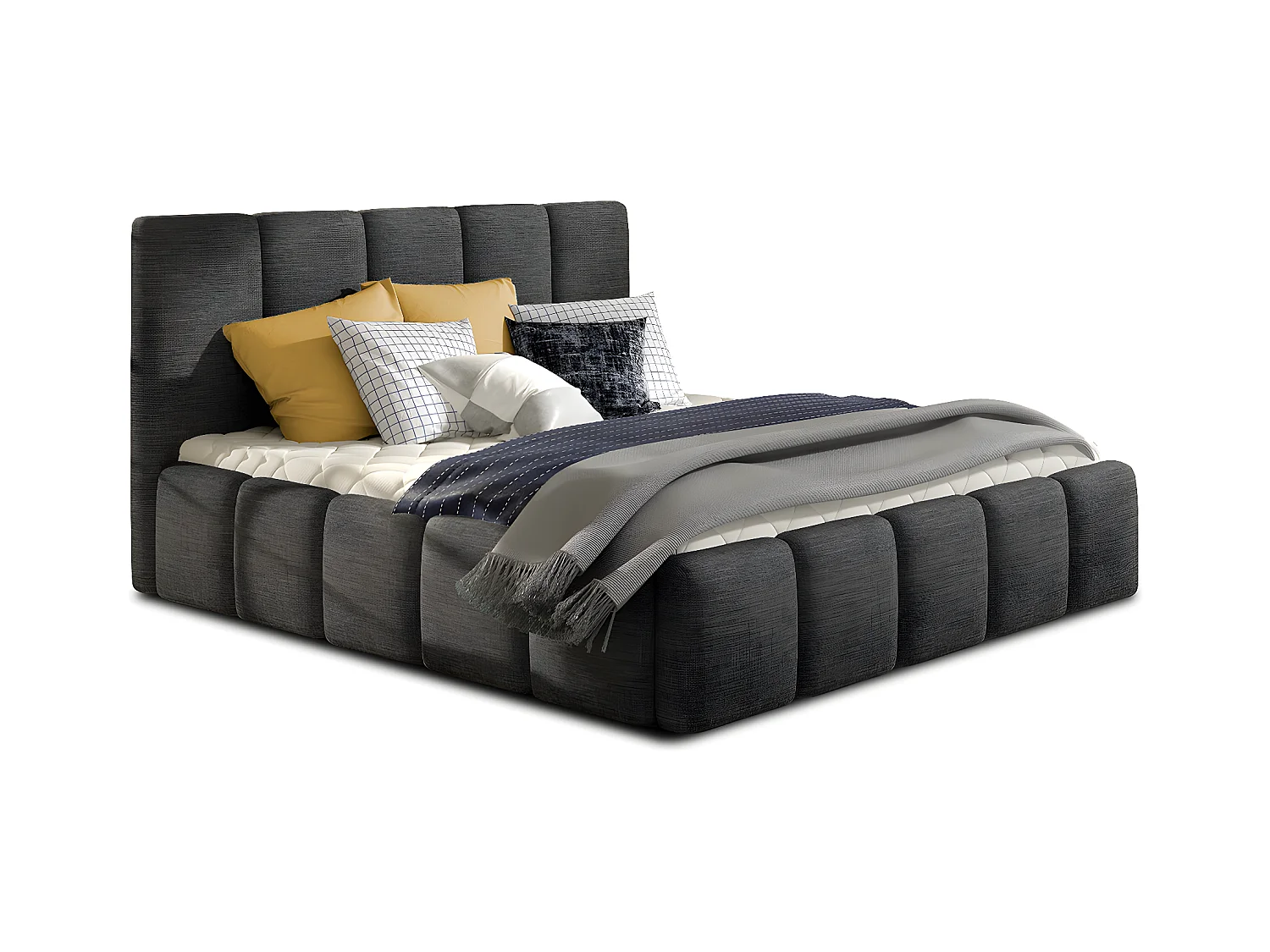 Lit coffre 180x200 sommier inclus Klaus Gris Foncé