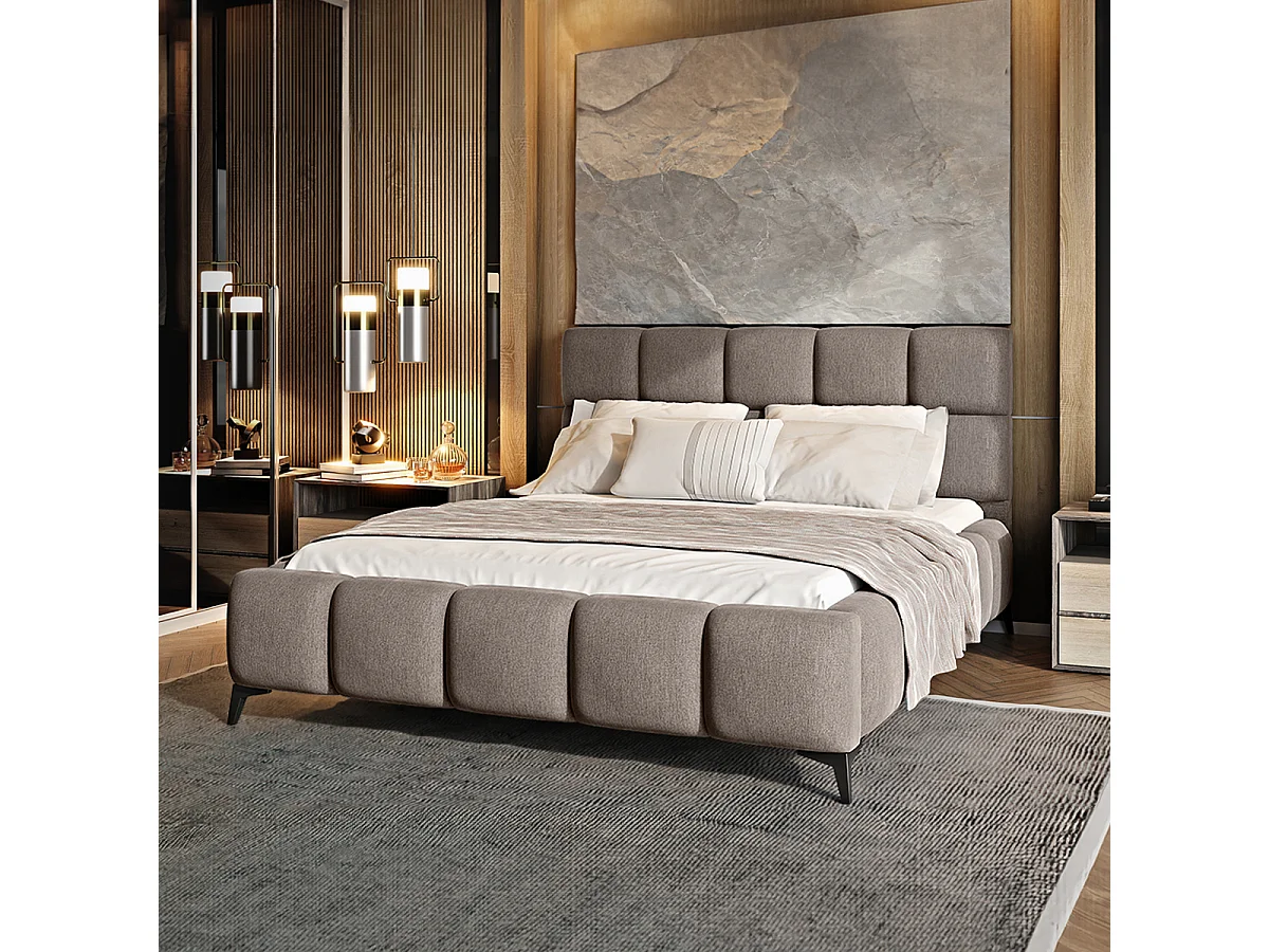 Lit coffre 160x200 sommier inclus Mira Beige