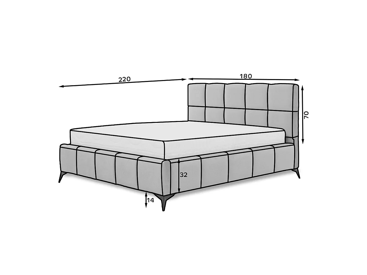 Mira Beige box bed 160x200 including box spring