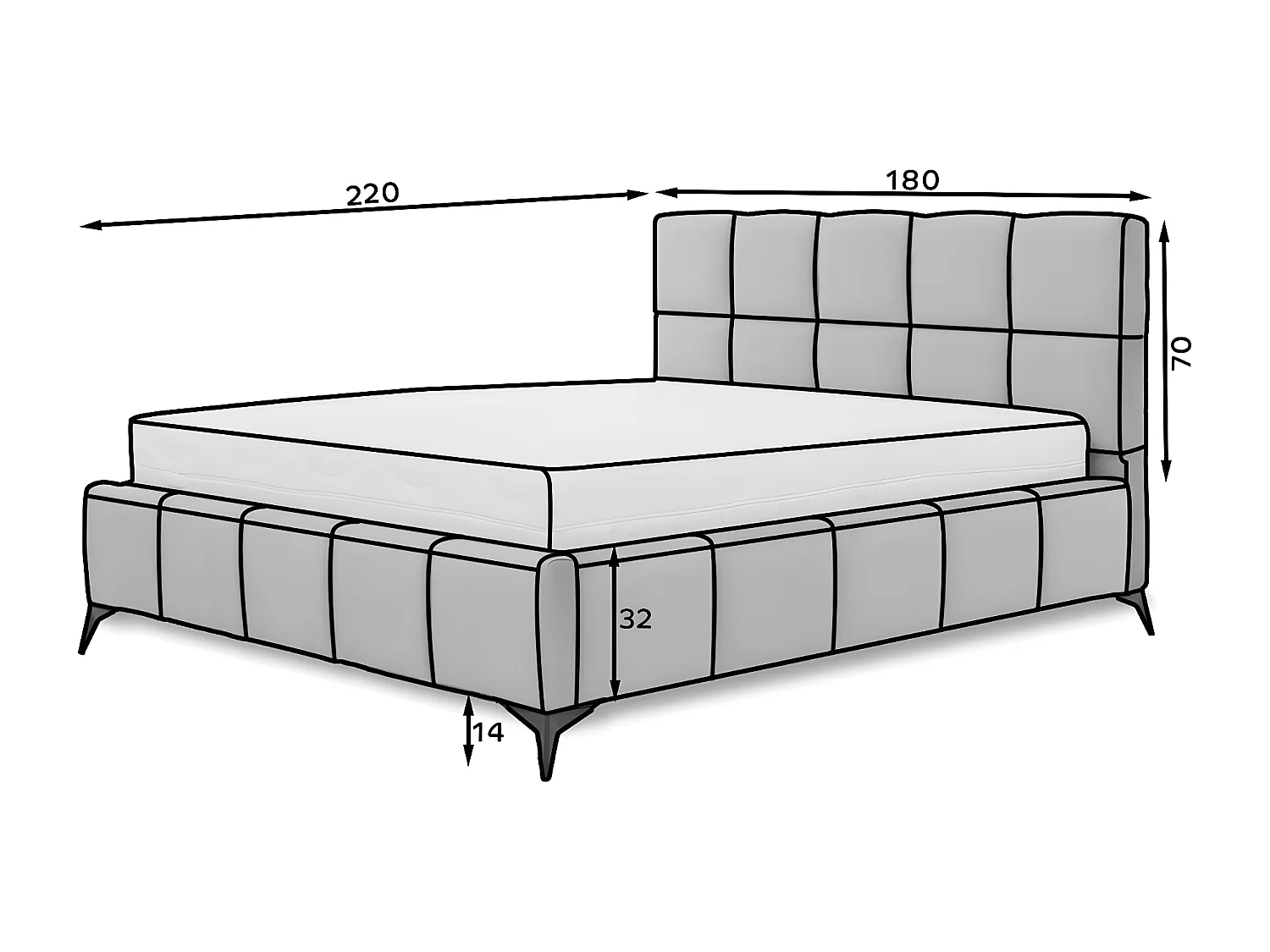 Lit coffre 160x200 sommier inclus Mira Gris