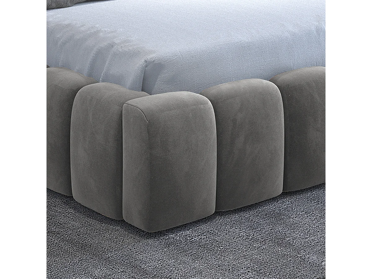 Storage chest bed 160x200 box spring included Auria velvet fabric Grey