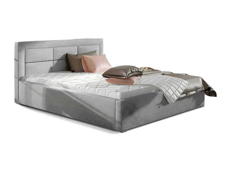 Lit coffre 200x200 sommier inclus Nael Gris