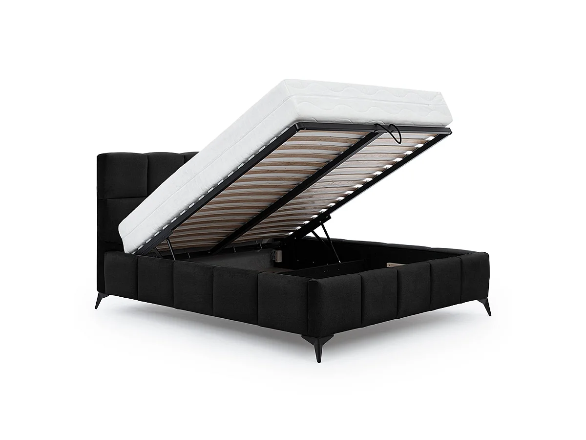 Lit coffre 160x200 sommier inclus Mira Noir