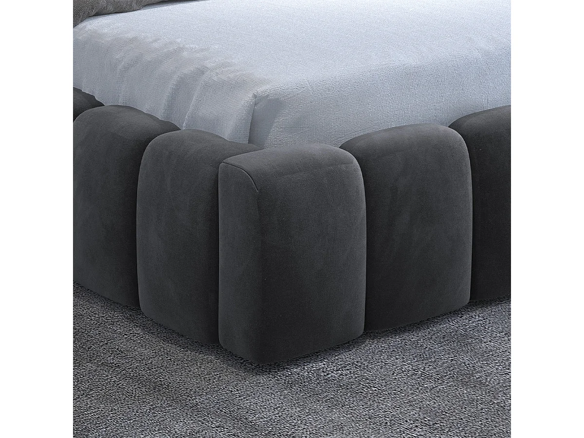 Storage chest bed 160x200 box spring included Auria velvet fabric Dark grey