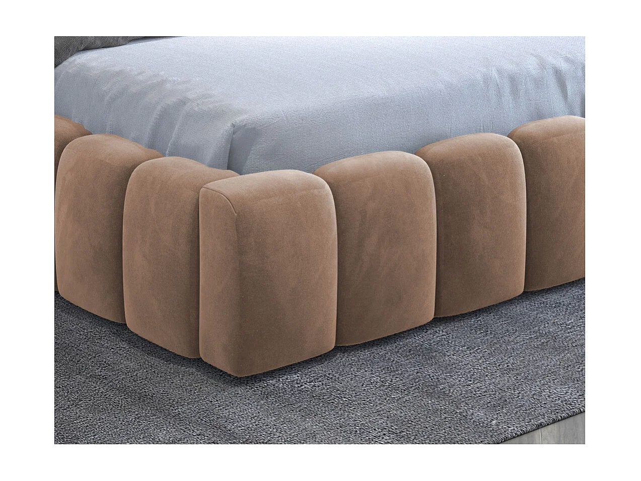 Lit coffre 180x200 sommier inclus Auria Velours Marron