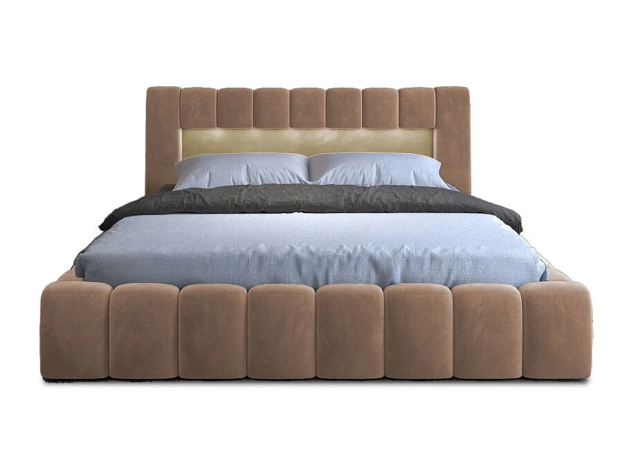 Lit coffre 180x200 sommier inclus Auria Velours Marron