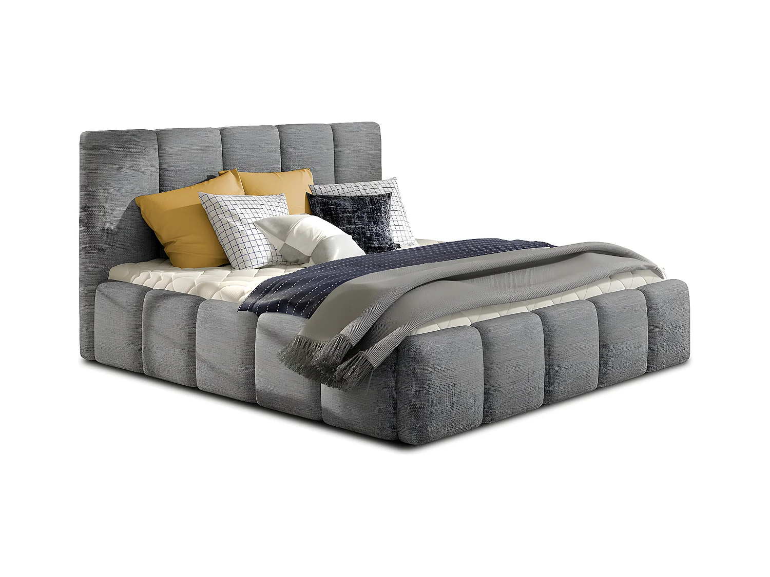 Lit coffre 180x200 sommier inclus Klaus Gris