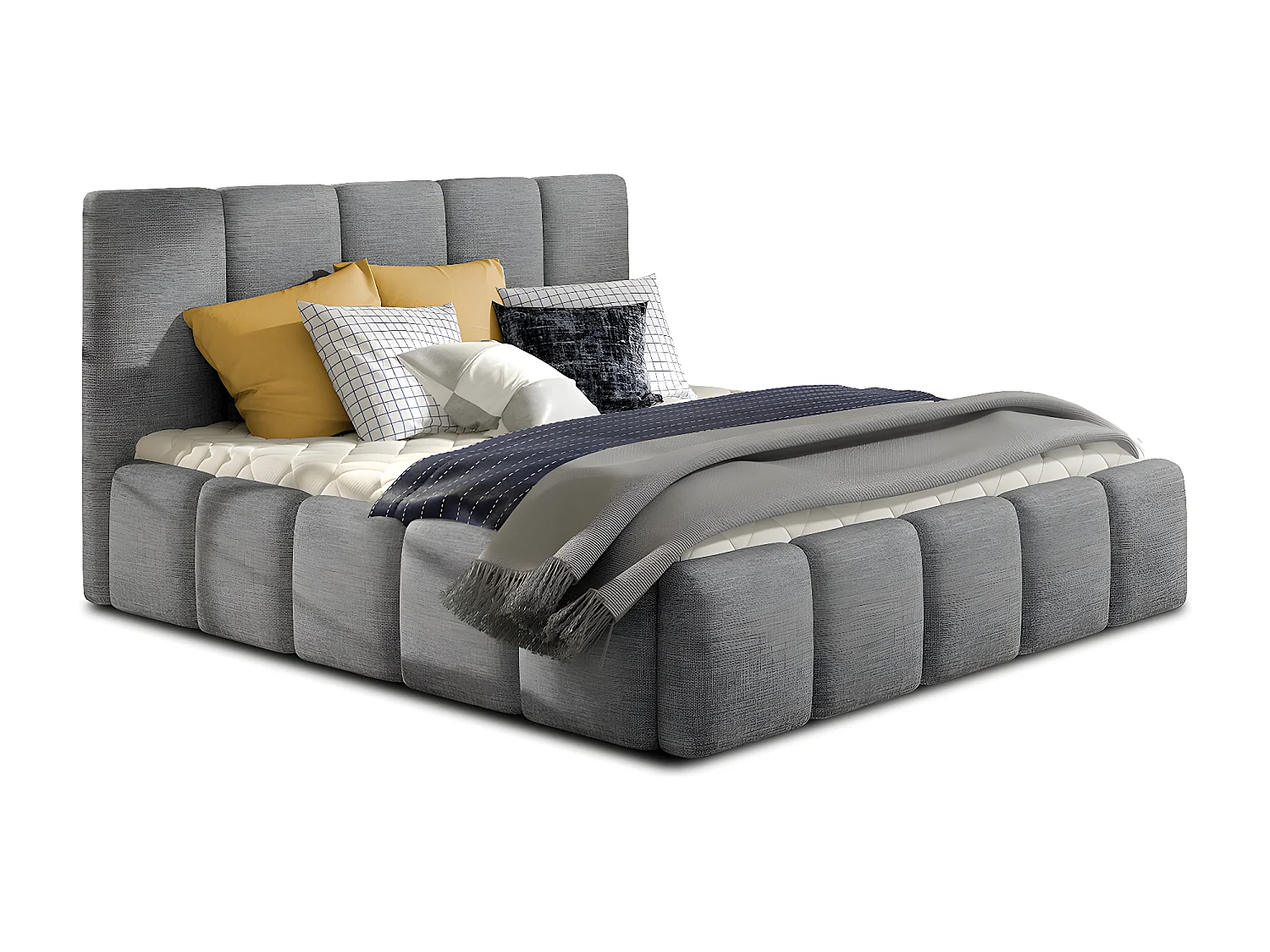 Lit coffre 180x200 sommier inclus Klaus Gris