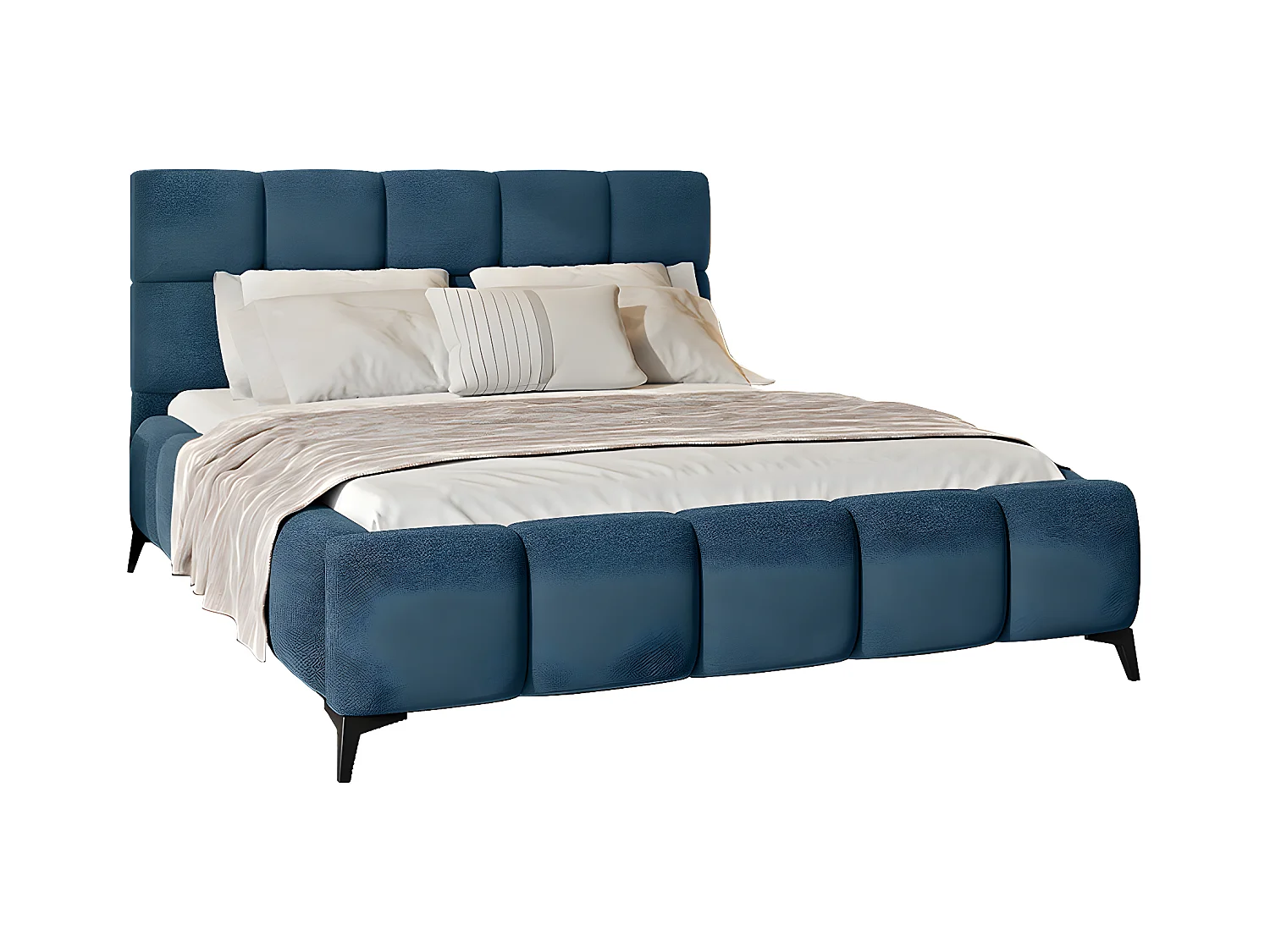 Lit coffre 180x200 sommier inclus Mira Bleu