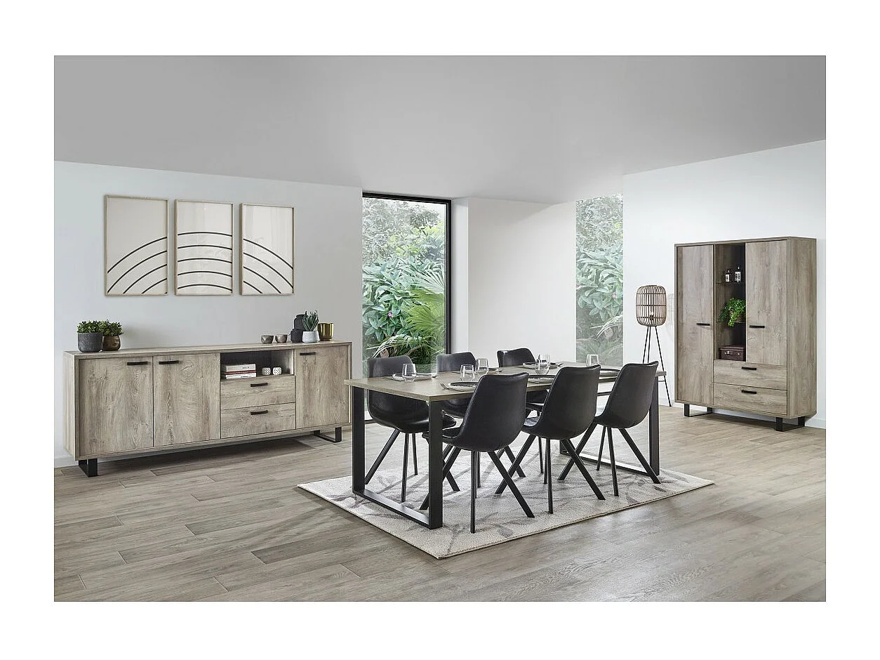 Ensemble de meubles pour salle à manger coloris chêne clair collection NEWTON.